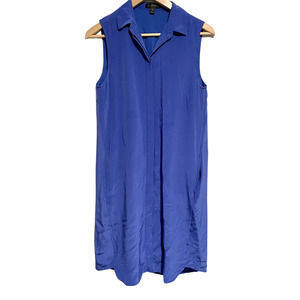 J. Crew Bold Blue Silk Shirtdress Size XS Cobalt Blue